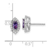 14k White Gold 1/5 carat Lab Grown Diamond VS/SI+ G+ and Amethyst February Birthstone Post Earrings