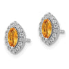 14k White Gold 1/5 carat Lab Grown Diamond VS/SI+ G+ and Citrine November Birthstone Post Earrings