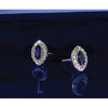 14k White Gold 1/5 carat Lab Grown Diamond VS/SI+ G+ and Lab Created Blue Sapphire September Birthstone Post Earrings
