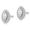 14k White Gold 1/5 carat Lab Grown Diamond VS/SI+ G+ and Lab Created Opal October Birthstone Post Earrings