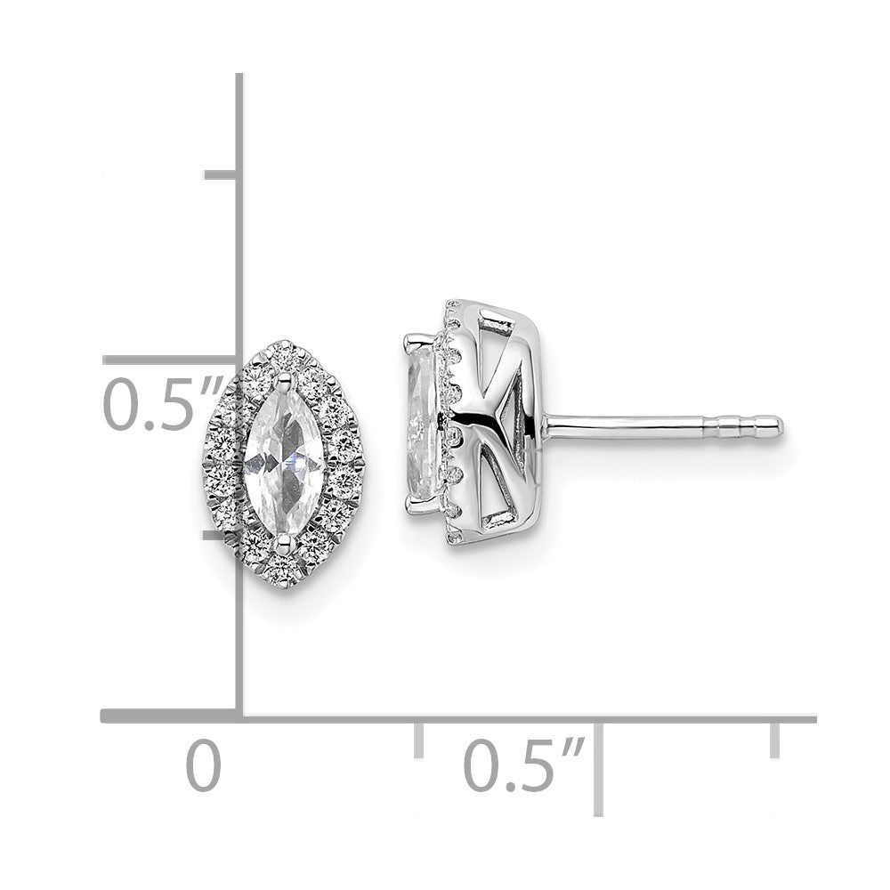 14k White Gold 1/5 carat Lab Grown Diamond VS/SI+ G+ and White Sapphire April Birthstone Post Earrings