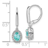 Pure Serenity 14k White Gold 1/5 carat Lab Grown Diamond VS/SI+ G+ and Lab Created Paraiba Leverback Dangle Earrings