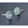Pure Serenity 14k White Gold 1/10 carat Lab Grown Diamond VS/SI+ G+ and Lab Created Paraiba Post Earrings