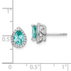 Pure Serenity 14k White Gold 1/6 carat Lab Grown Diamond VS/SI+ G+ and Lab Created Paraiba Pear Post Earrings