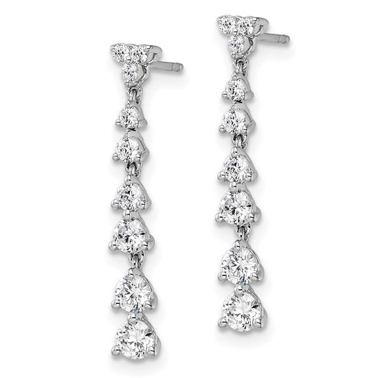 14k White Gold 1 carat Lab Grown Diamond VS/SI+ G+ Complete Dangle Post Earrings