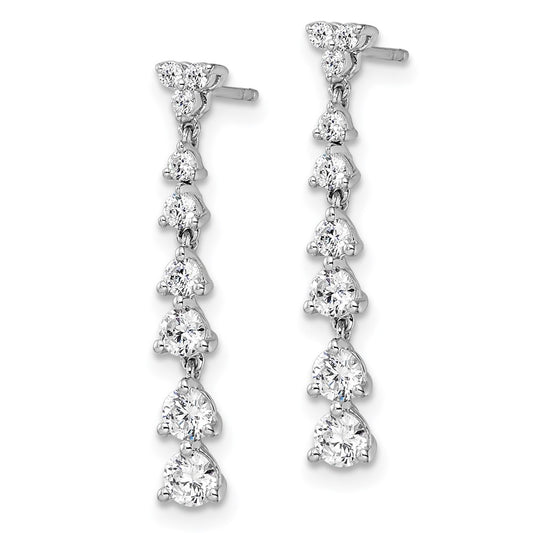 14k White Gold 1 carat Lab Grown Diamond VS/SI+ G+ Complete Dangle Post Earrings