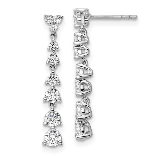 14k White Gold 1 carat Lab Grown Diamond VS/SI+ G+ Complete Dangle Post Earrings