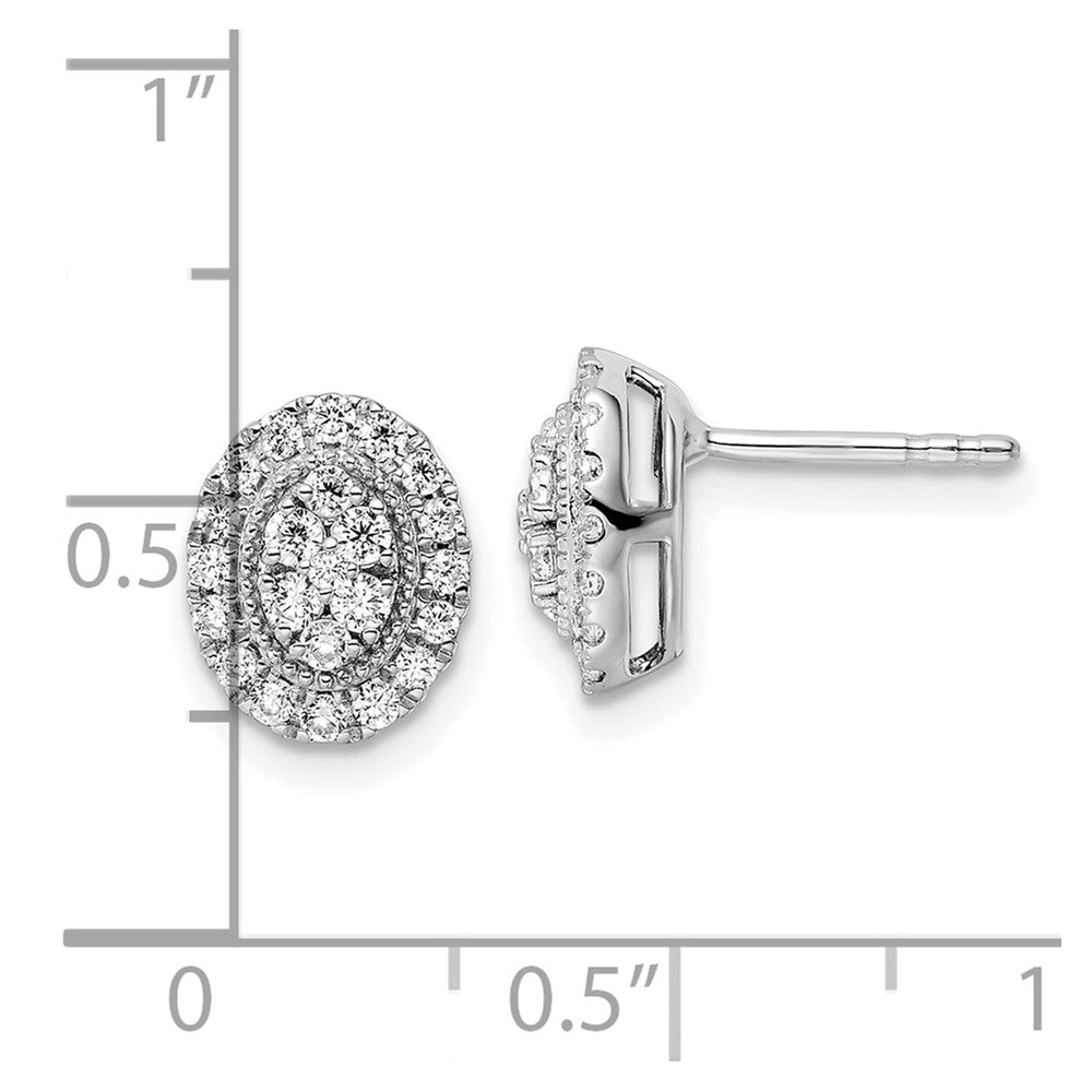 14k White Gold 1/2 carat Lab Grown Diamond VS/SI+ G+ Complete Oval Halo Post Earrings