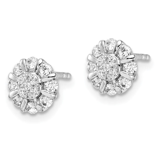 14k White Gold 1/2 carat Lab Grown Diamond VS/SI+ G+ Complete Halo Post Earrings