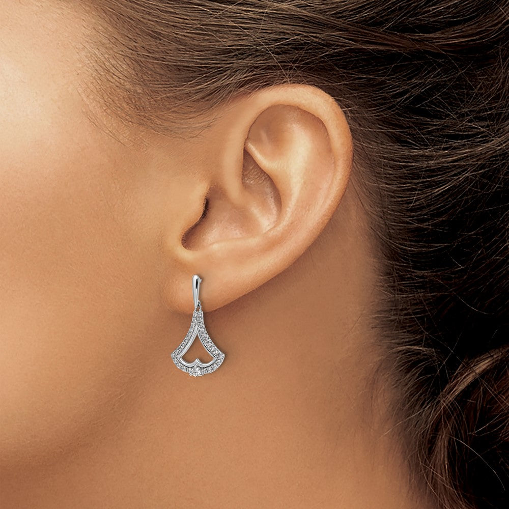 14k White Gold 1/2 carat Diamond Post Dangle Earrings