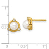 14k 1/10 carat Lab Grown Diamond VS/SI+ G+ and 5.50 mm Round Freshwater Cultured Pearl Post Earrings