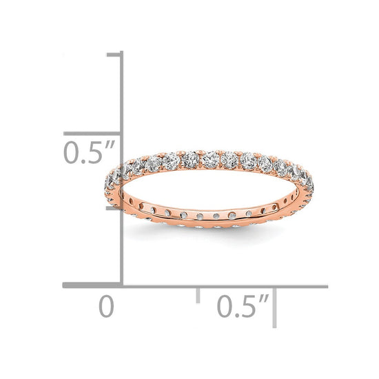 14k Rose Gold Polished Size 4.5 U-Shared Prong 1/2 carat Diamond Complete Eternity Band