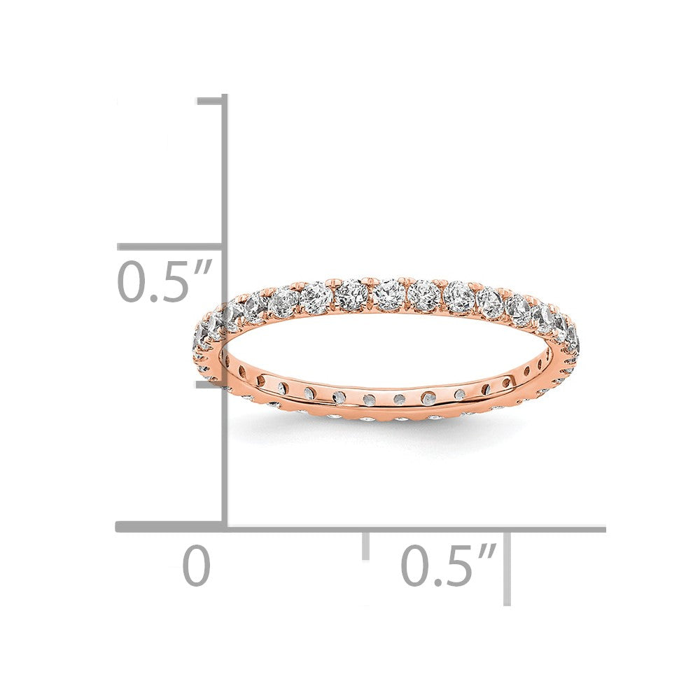 14k Rose Gold Polished Size 4.5 U-Shared Prong 1/2 carat Diamond Complete Eternity Band