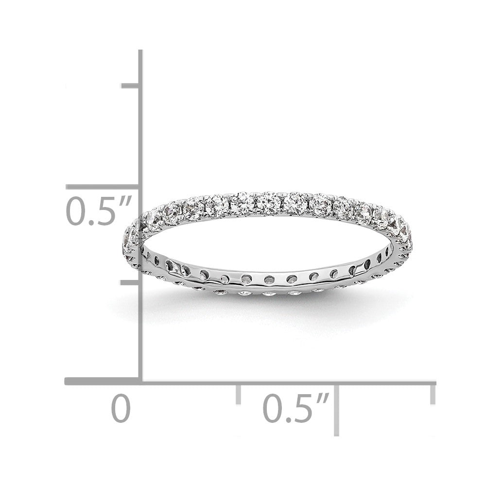 14k White Gold Polished Size 5 U-Shared Prong 1/2 carat Diamond Complete Eternity Band