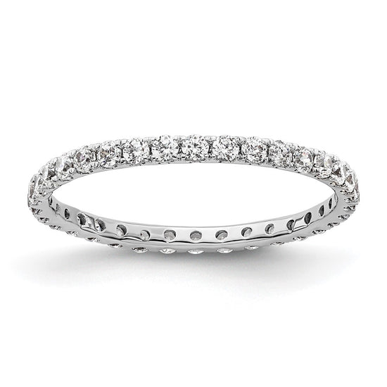 14k White Gold Polished Size 5.5 U-Shared Prong 1/2 carat Diamond Complete Eternity Band