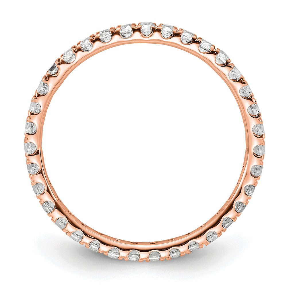 14k Rose Gold Polished Size 6.5 U-Shared Prong 1/2 carat Diamond Complete Eternity Band