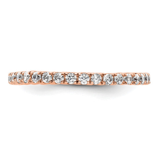 14k Rose Gold Polished Size 6.5 U-Shared Prong 1/2 carat Diamond Complete Eternity Band