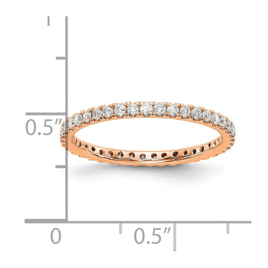 14k Rose Gold 1/2 carat Lab Grown Diamond VS/SI+ G+ Complete Size 5 Shared Prong Eternity Band