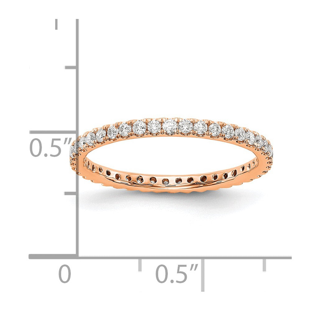 14k Rose Gold 1/2 carat Lab Grown Diamond VS/SI+ G+ Complete Size 5.5 Shared Prong Eternity Band