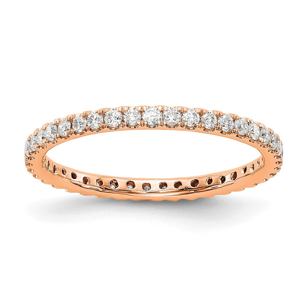 14k Rose Gold 1/2 carat Lab Grown Diamond VS/SI+ G+ Complete Size 9 Shared Prong Eternity Band