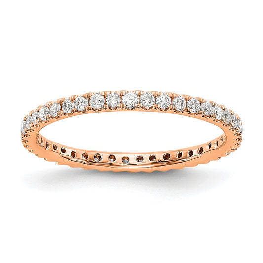 14k Rose Gold 1/2 carat Lab Grown Diamond VS/SI+ G+ Complete Size 6.5 Shared Prong Eternity Band