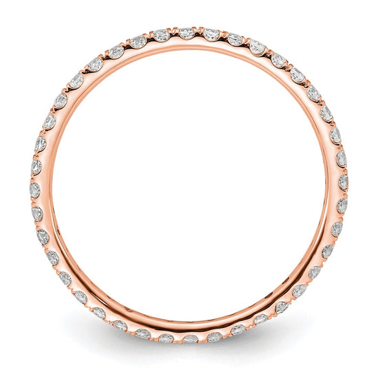 14k Rose Gold Polished Size 8 U-Shared Prong 1/2 carat Diamond Complete Eternity Band