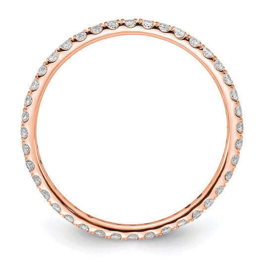 14k Rose Gold Polished Size 8.5 U-Shared Prong 1/2 carat Diamond Complete Eternity Band