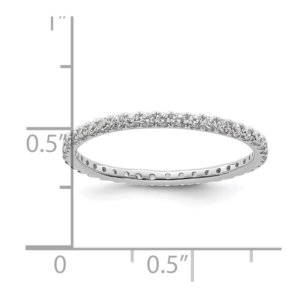 14k White Gold Polished Size 8.5 U-Shared Prong 1/2 carat Diamond Complete Eternity Band