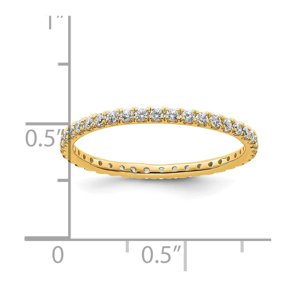 14k Polished Size 8 U-Shared Prong 1/2 carat Diamond Complete Eternity Band