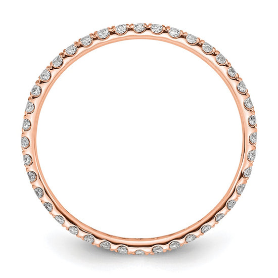 14k Rose Gold Polished Size 9 U-Shared Prong 1/2 carat Diamond Complete Eternity Band