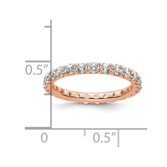 14k Rose Gold Polished Size 4.5 U-Shared Prong 1 carat Diamond Complete Eternity Band