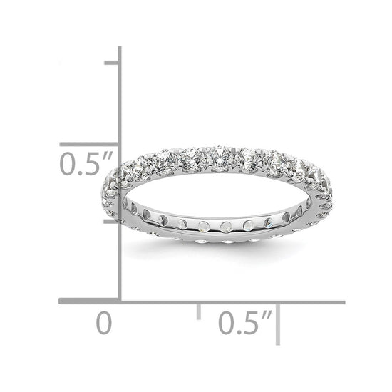 14k White Gold Polished Size 4.5 U-Shared Prong 1 carat Diamond Complete Eternity Band