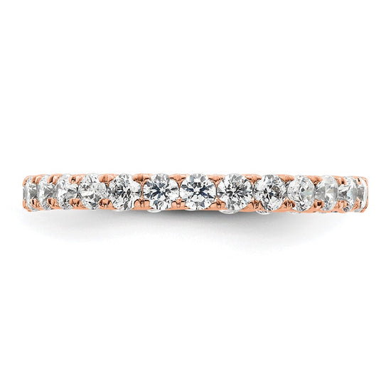 14k Rose Gold Polished Size 5 U-Shared Prong 1 carat Diamond Complete Eternity Band