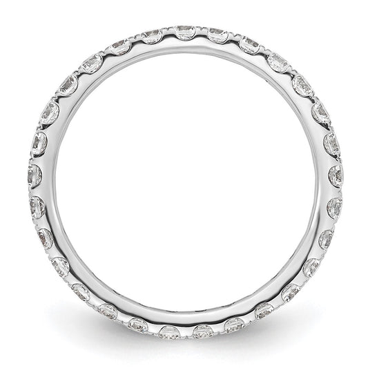 14k White Gold Polished Size 6.5 U-Shared Prong 1 carat Diamond Complete Eternity Band
