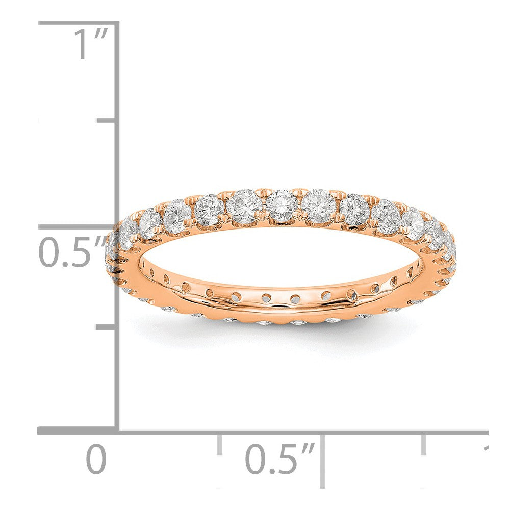 14k Rose Gold 1 carat Lab Grown Diamond VS/SI+ G+ Complete Size 6.5 Shared Prong Eternity Band