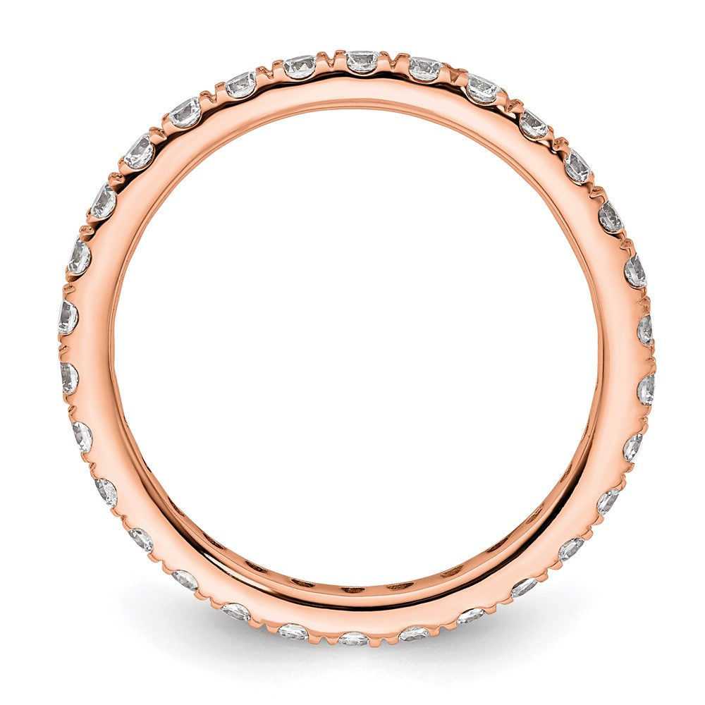 14k Rose Gold Polished Size 8 U-Shared Prong 1 carat Diamond Complete Eternity Band