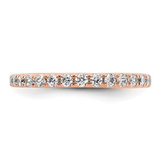 14k Rose Gold Polished Size 8 U-Shared Prong 1 carat Diamond Complete Eternity Band