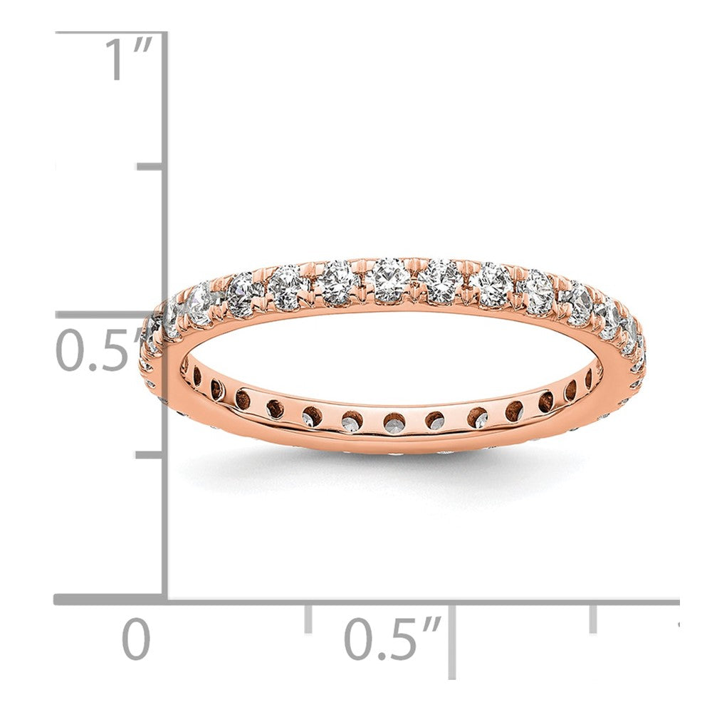 14k Rose Gold Polished Size 8.5 U-Shared Prong 1 carat Diamond Complete Eternity Band