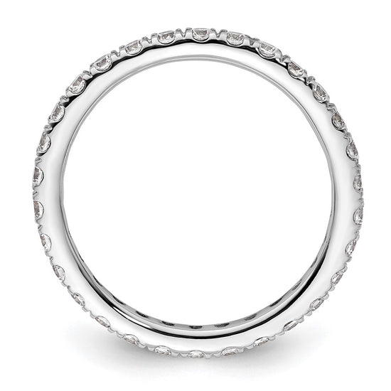 14k White Gold Polished Size 8.5 U-Shared Prong 1 carat Diamond Complete Eternity Band