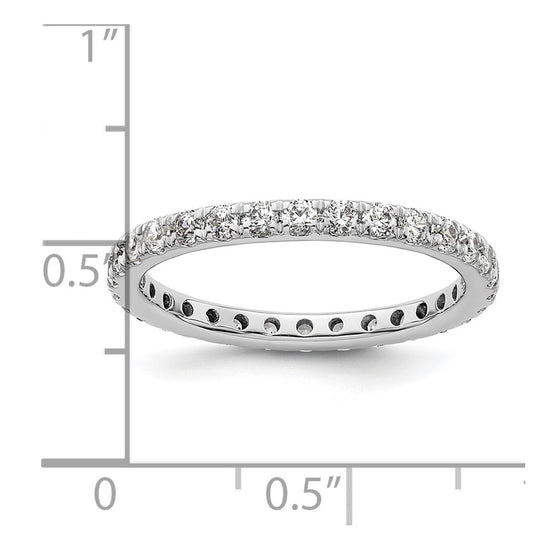 14k White Gold Polished Size 8.5 U-Shared Prong 1 carat Diamond Complete Eternity Band
