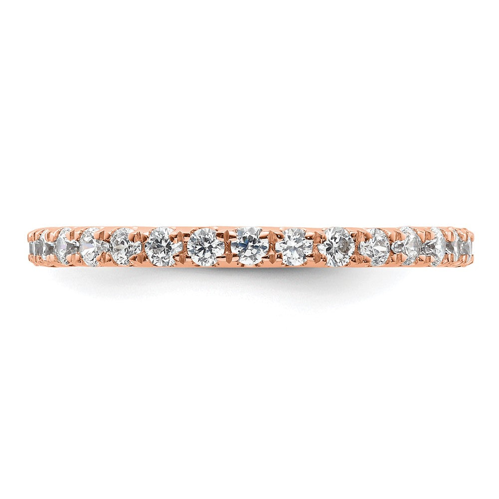 14k Rose Gold Polished Size 9 U-Shared Prong 1 carat Diamond Complete Eternity Band