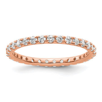 14k Rose Gold Polished Size 9 U-Shared Prong 1 carat Diamond Complete Eternity Band