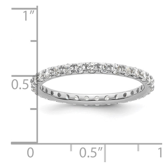 14k White Gold Polished Size 9 U-Shared Prong 1 carat Diamond Complete Eternity Band