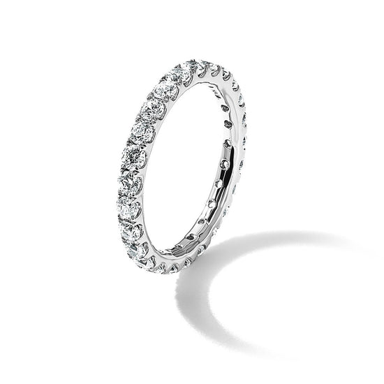 14k White Gold Polished Size 9 U-Shared Prong 1 carat Diamond Complete Eternity Band