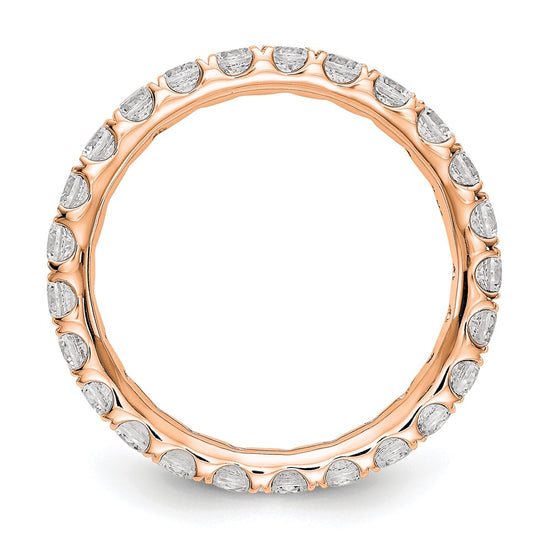 14k Rose Gold 1 1/2 carat Lab Grown Diamond VS/SI+ G+ Complete Size 6 Shared Prong Eternity Band