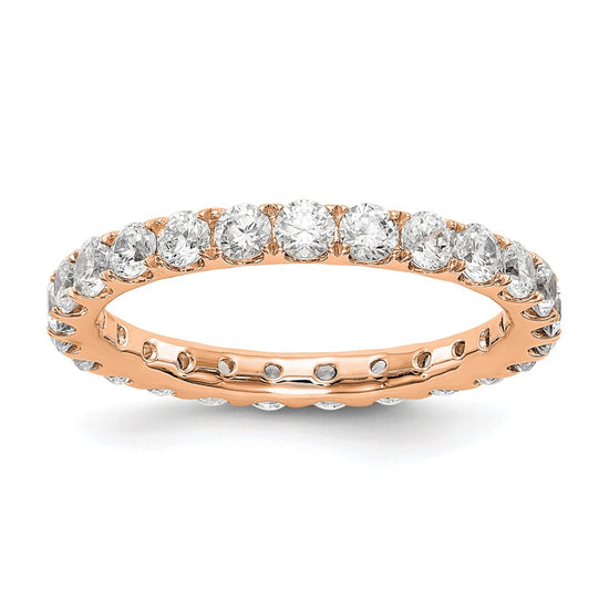 14k Rose Gold 1 1/2 carat Lab Grown Diamond VS/SI+ G+ Complete Size 5.5 Shared Prong Eternity Band