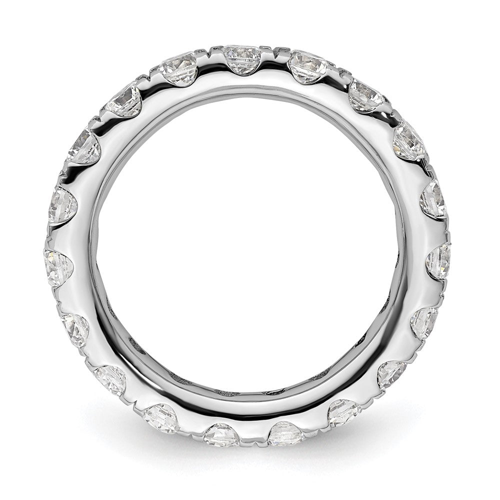 14k White Gold Polished Size 4 U-Shared Prong 2 carat Diamond Complete Eternity Band