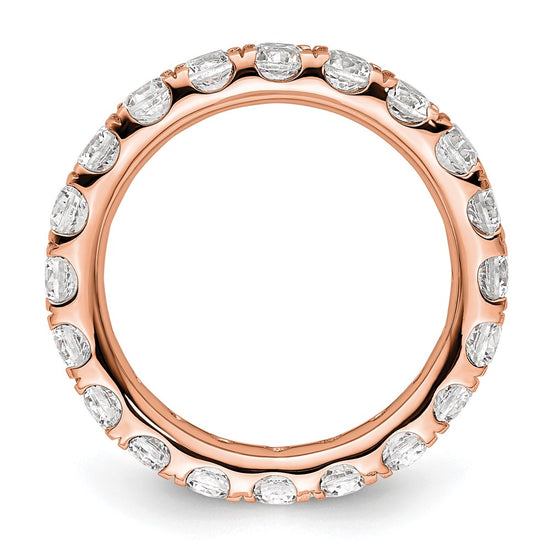 14k Rose Gold Polished Size 5.5 U-Shared Prong 2 carat Diamond Complete Eternity Band