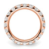 14k Rose Gold Polished Size 5.5 U-Shared Prong 2 carat Diamond Complete Eternity Band