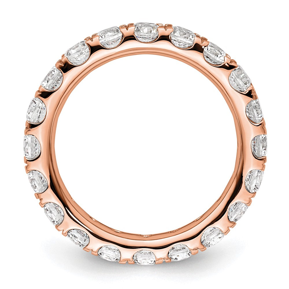 14k Rose Gold Polished Size 5.5 U-Shared Prong 2 carat Diamond Complete Eternity Band
